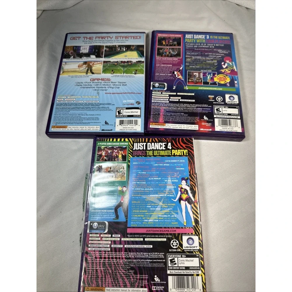 Xbox 360 Kinect Games Just Dance 3 and 4 Game Party in Motion